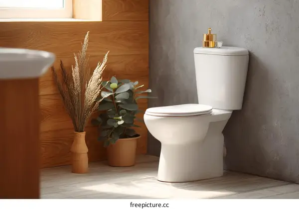 Modern Minimalist Bathroom with Toilet and Plants