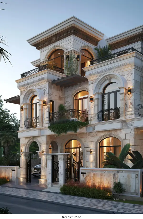 Elegant Exterior of a Luxurious Mansion