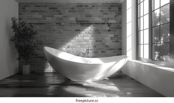 Modern Industrial Style Bathroom with Bathtub