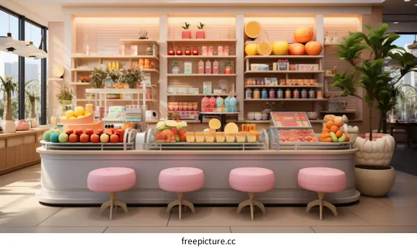 Vibrant Interior of a Grocery Store Showcasing Food Variety