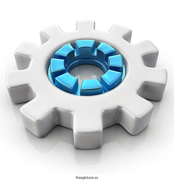 3D illustration of a gear with a blue center