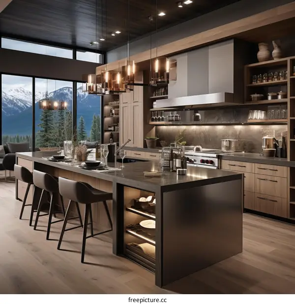 Modern Mountain View Kitchen: Luxury Interior Design