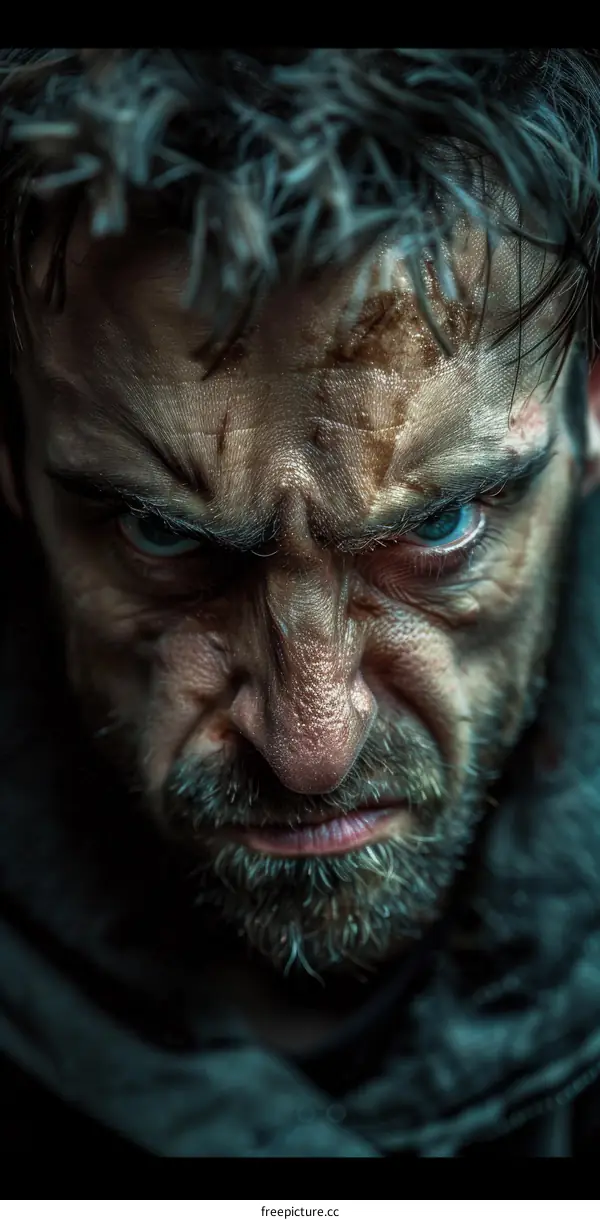 Close Up Portrait of a Man with a Determined Expression