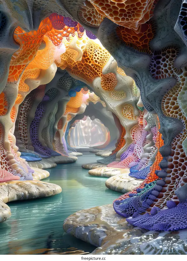 Surreal Glowing Alien Cave