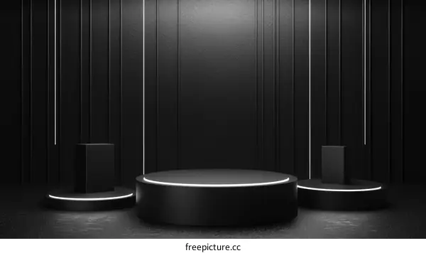 Empty Black Product Display Stage Design