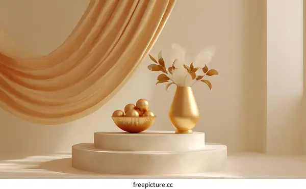 Elegant Gold Decor Display in Beige Room