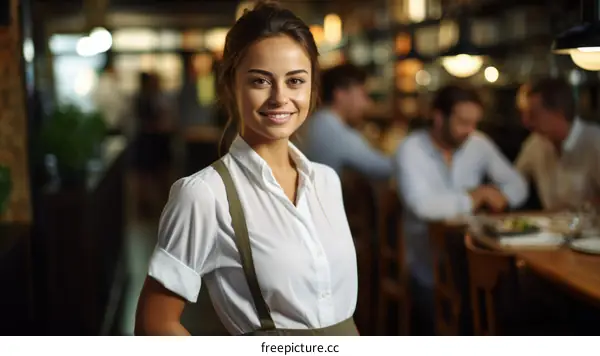 Portrait of a smiling waitress in a restaurant