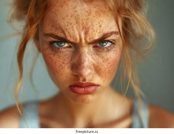 Close-up Portrait of a Woman with Freckles