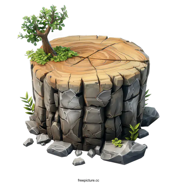 [Transparent Background PNG]Cartoon tree stump