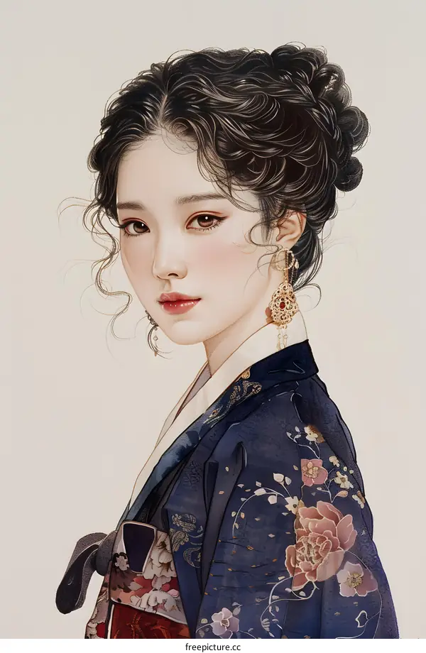 A beautiful Korean woman in traditional dress
