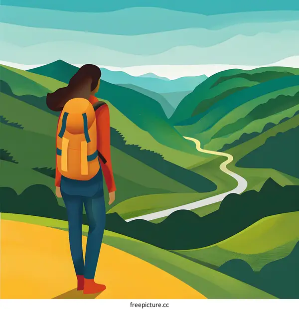 Woman Hiking in the Mountains