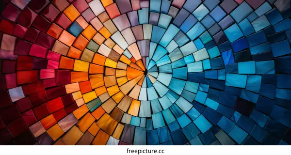 Circular Mosaic Artwork with Vibrant Colors