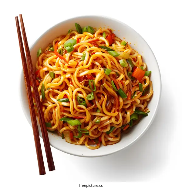 Bowl of noodles with vegetables