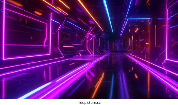 Futuristic Neon Tunnel Corridor Design