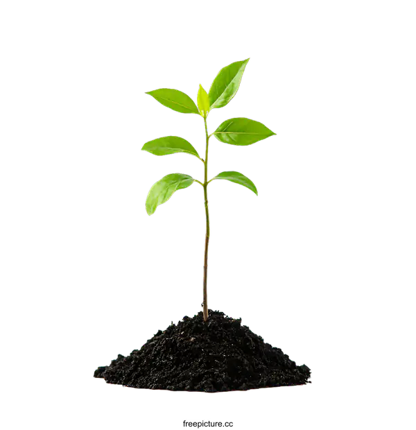 [Transparent Background PNG]Young Green Plant Growing in Soil Against transparent background