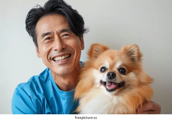 A smiling man and his dog