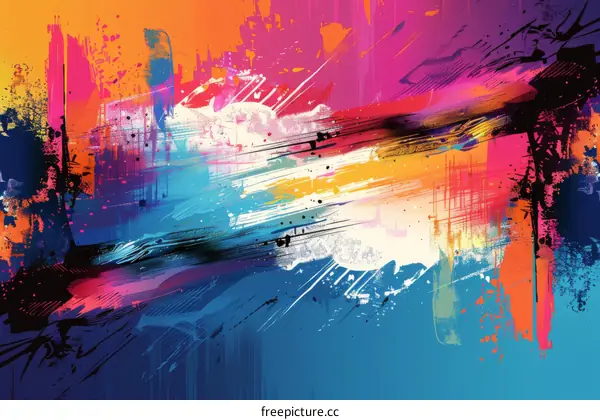 Abstract Painting with Acrylics on Canvas: Colorful Brushstrokes and Intricate Textures