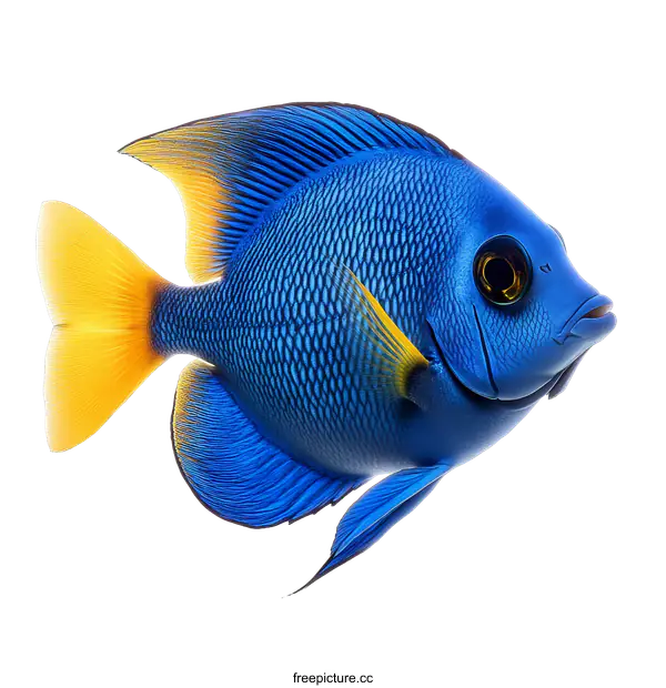 [Transparent Background PNG]Beautiful Blue Fish with Yellow Fins