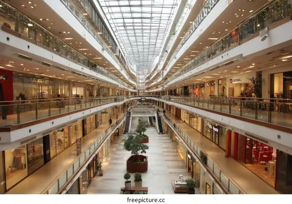 Modern Shopping Mall with Multiple Floors