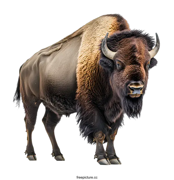 [Transparent Background PNG]American Bison Standing On White Background
