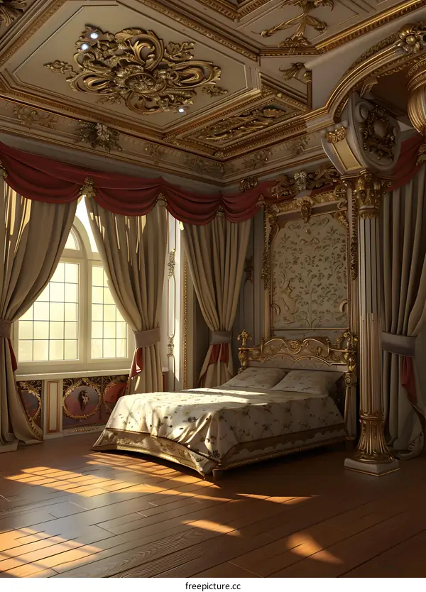 Luxury Bedroom Interior Design With Gold Accents And Ornate Details