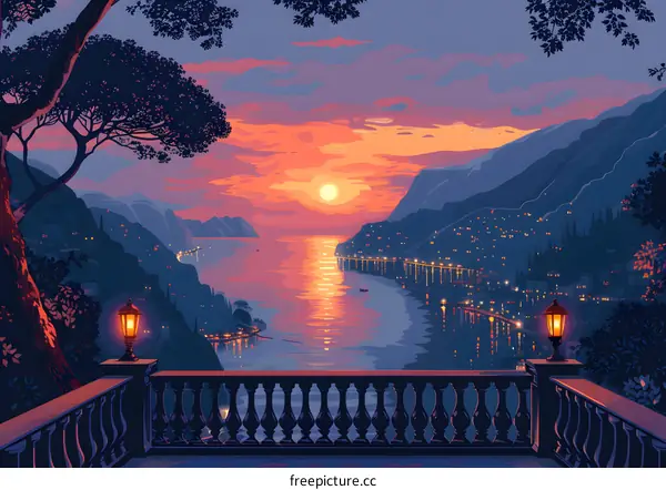 People enjoying the sunset view on a balcony