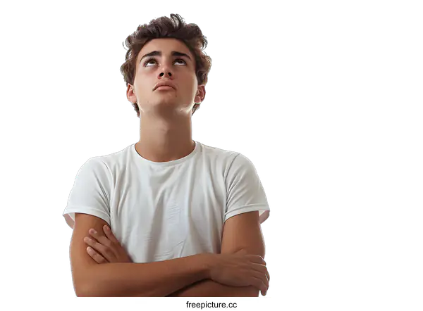 [Transparent Background PNG]Portrait of a Contemplative Young Man