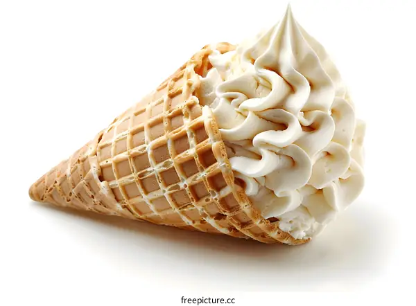 Vanilla soft serve ice cream cone