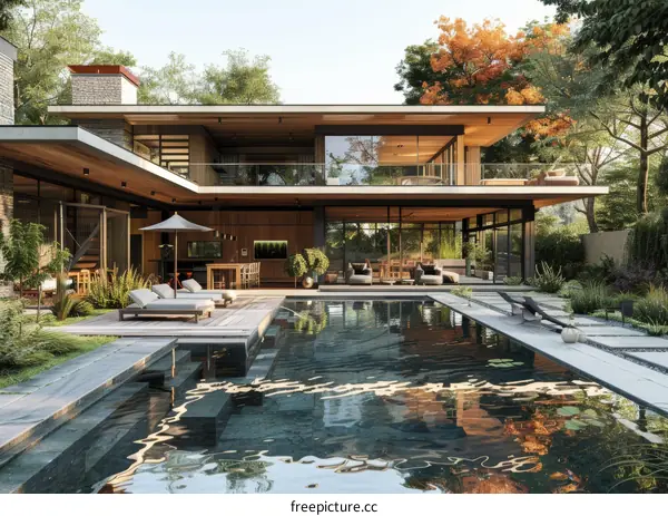 Modern House With Pool And Terrace Exterior