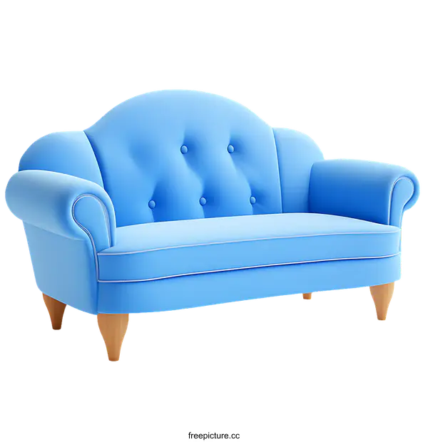 [Transparent Background PNG]Blue Sofa Illustration for Interior Design