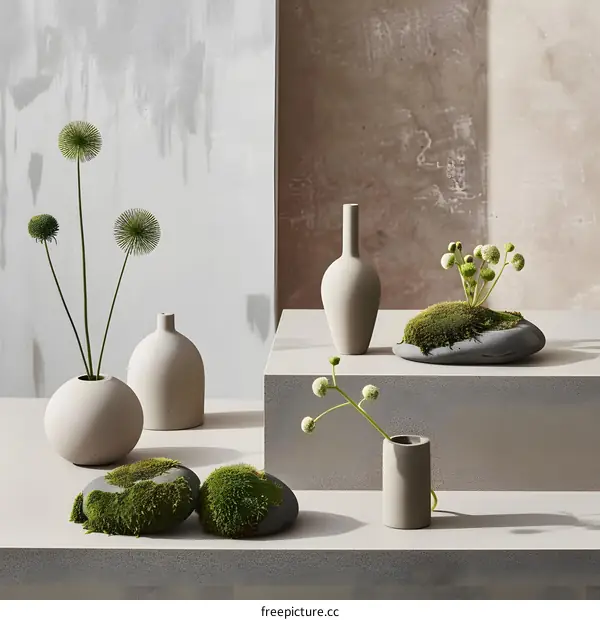 Modern Minimalist Home Decor with Vases and Greenery