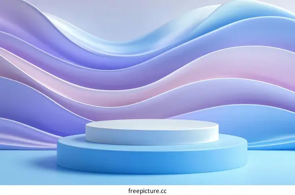 Pastel Color Wave Background with Geometric Product Display