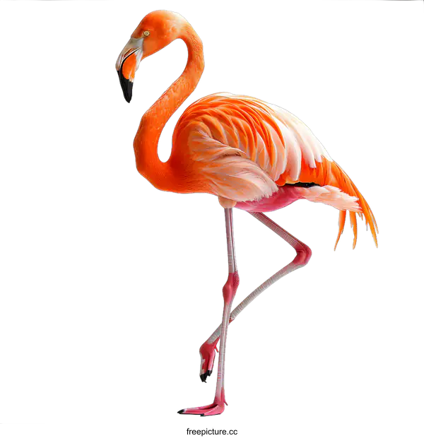 [Transparent Background PNG]A pink flamingo standing on one leg