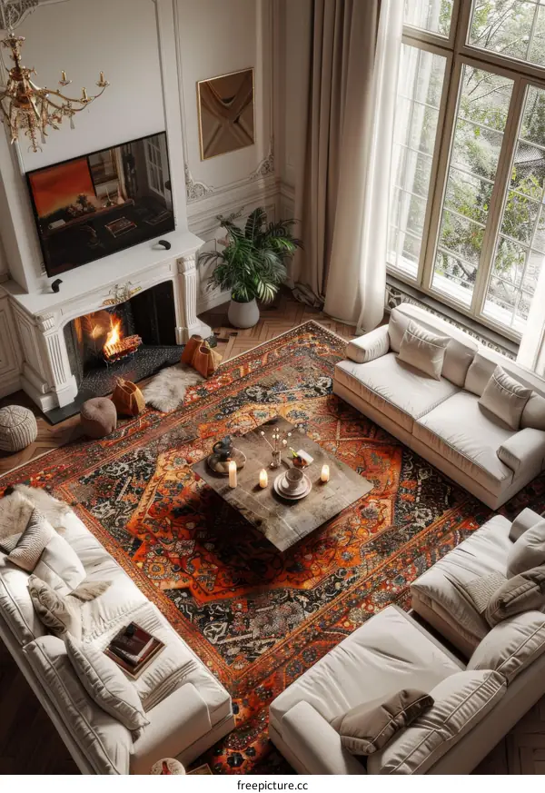 Luxury Living Room Interior Design Illustration