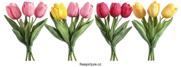 [Transparent Background PNG]Colorful Tulips Bouquet Collection