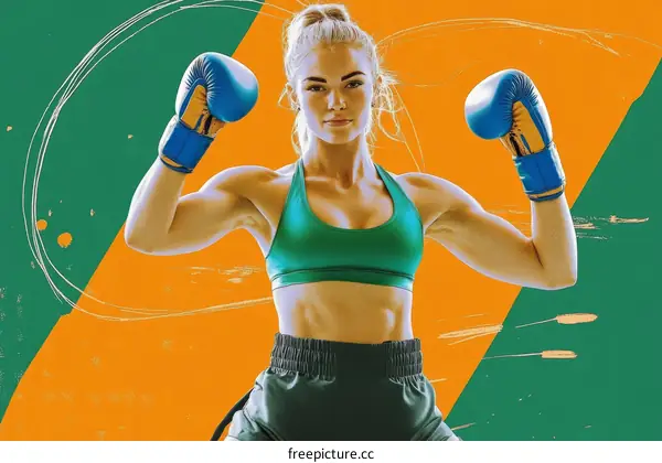 Female Boxer with Powerful Pose