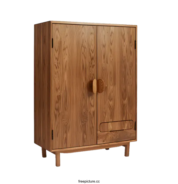 [Transparent Background PNG]Wooden Cabinet with Two Doors and a Drawer