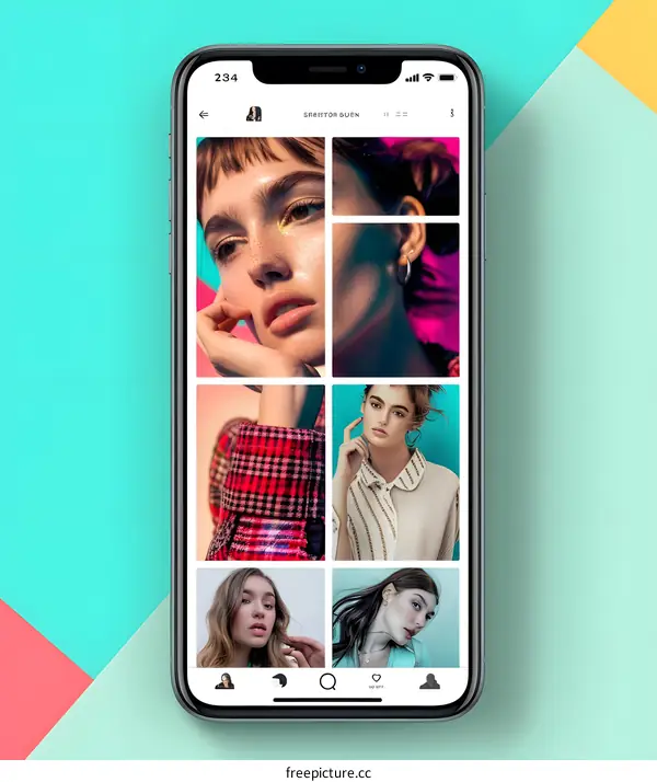Mobile Phone Screen with Fashion Photography App
