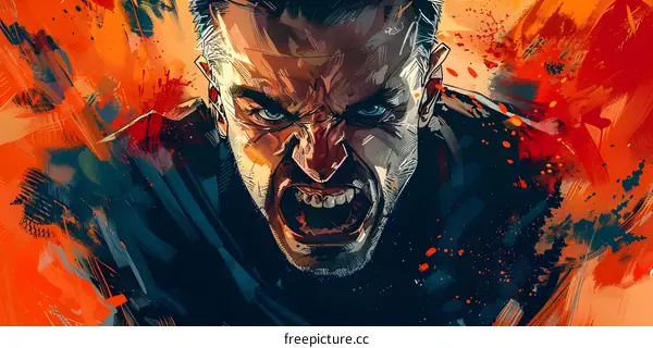 Portrait of a man with a beard and a scowl on his face