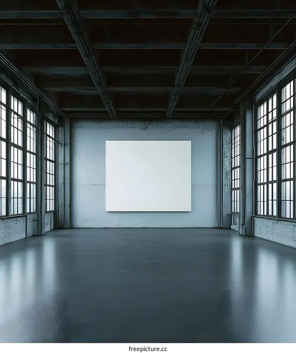 Empty Industrial Loft With Large Windows and Blank Canvas