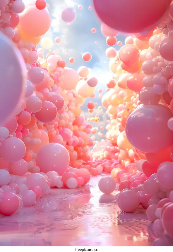 Colorful Balloons Dancing in the Sky, Create a Mesmerizing Rainbow Corridor