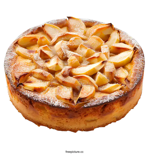 [Transparent Background PNG]Delicious apple pie with sugar powder
