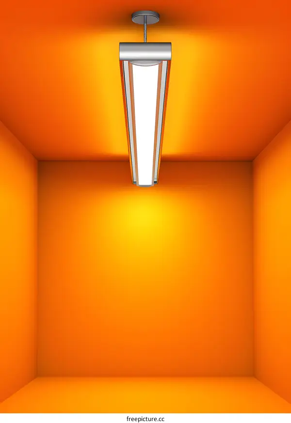 Simple Orange Room With Ceiling Light