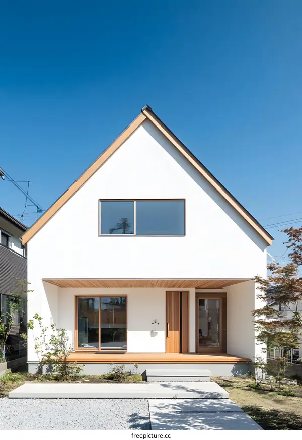 Modern White House with Wooden Accents