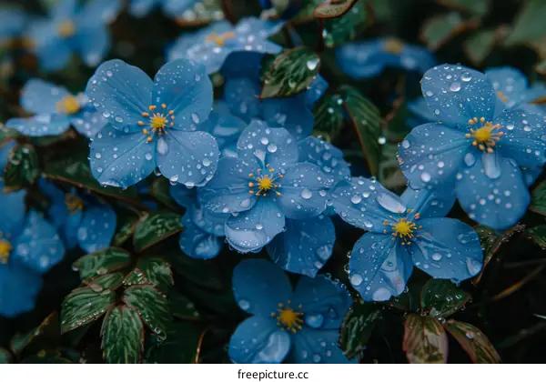 Bluebell Flowers with Raindrops