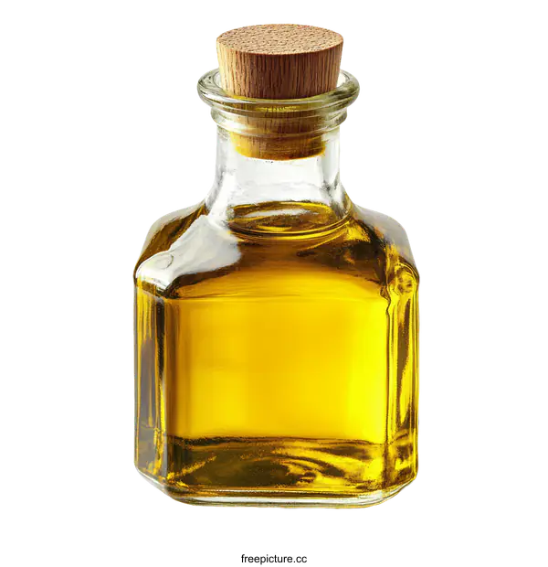 [Transparent Background PNG]Small Glass Bottle of Golden Oil