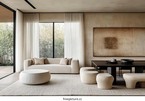 Modern Minimalist Living Room Design with Beige Tones