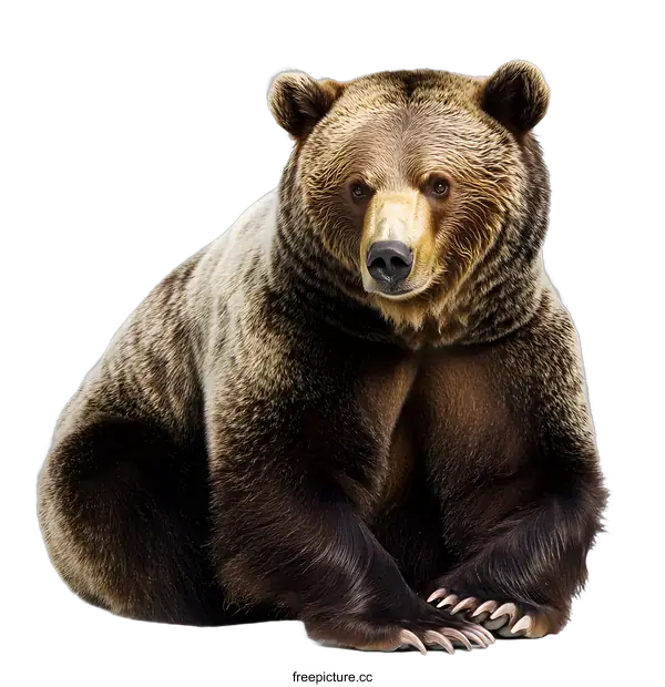 [Transparent Background PNG]Brown Bear Sitting on White Background