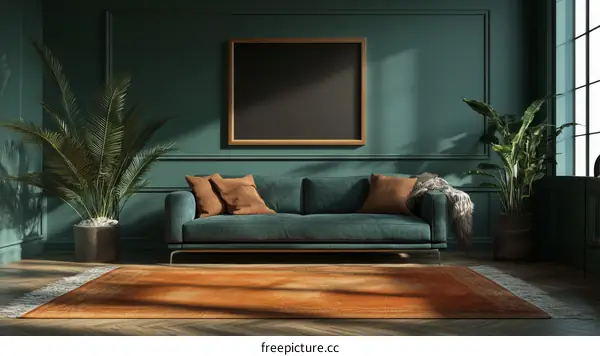 Stylish Teal Living Room Interior Design