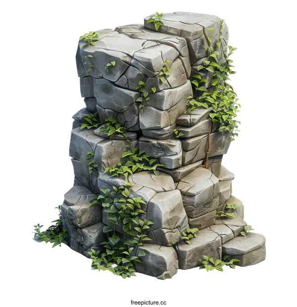 [Transparent Background PNG]Stone Pillar with Ivy